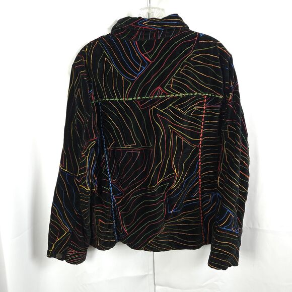 Chico's Women's Large Black Psychedelic Colorful Velvet Embroidered Jacket - Picture 3 of 6